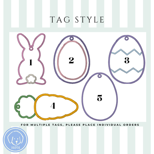 Personalized Easter Basket Applique Tags – Custom Bunny, Egg, & Carrot Name Tags